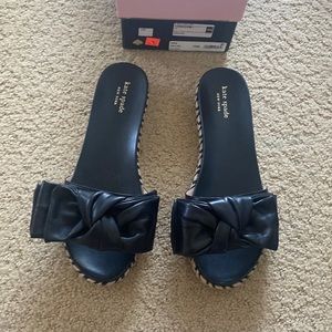 NWT NIB Kate Spade Zora Black Nappa Sandals, size 10, $128